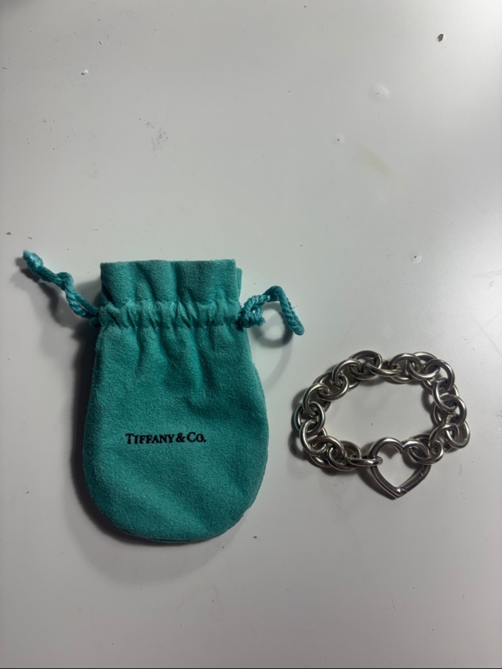 Rare Vintage Tiffany & Co. Silver Heart Toggle Bracelet with Pouch